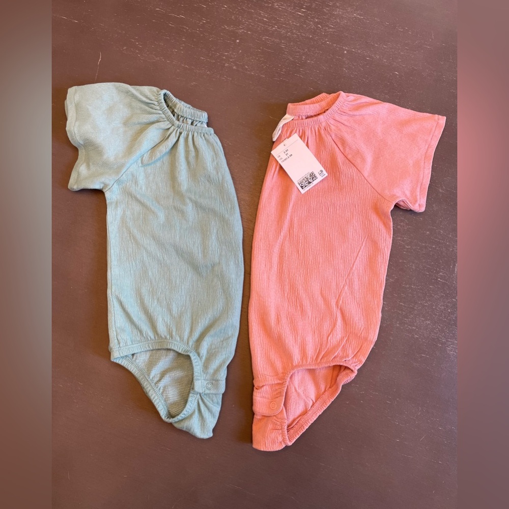 H&M Romper in Soft Pink and Soft Teal